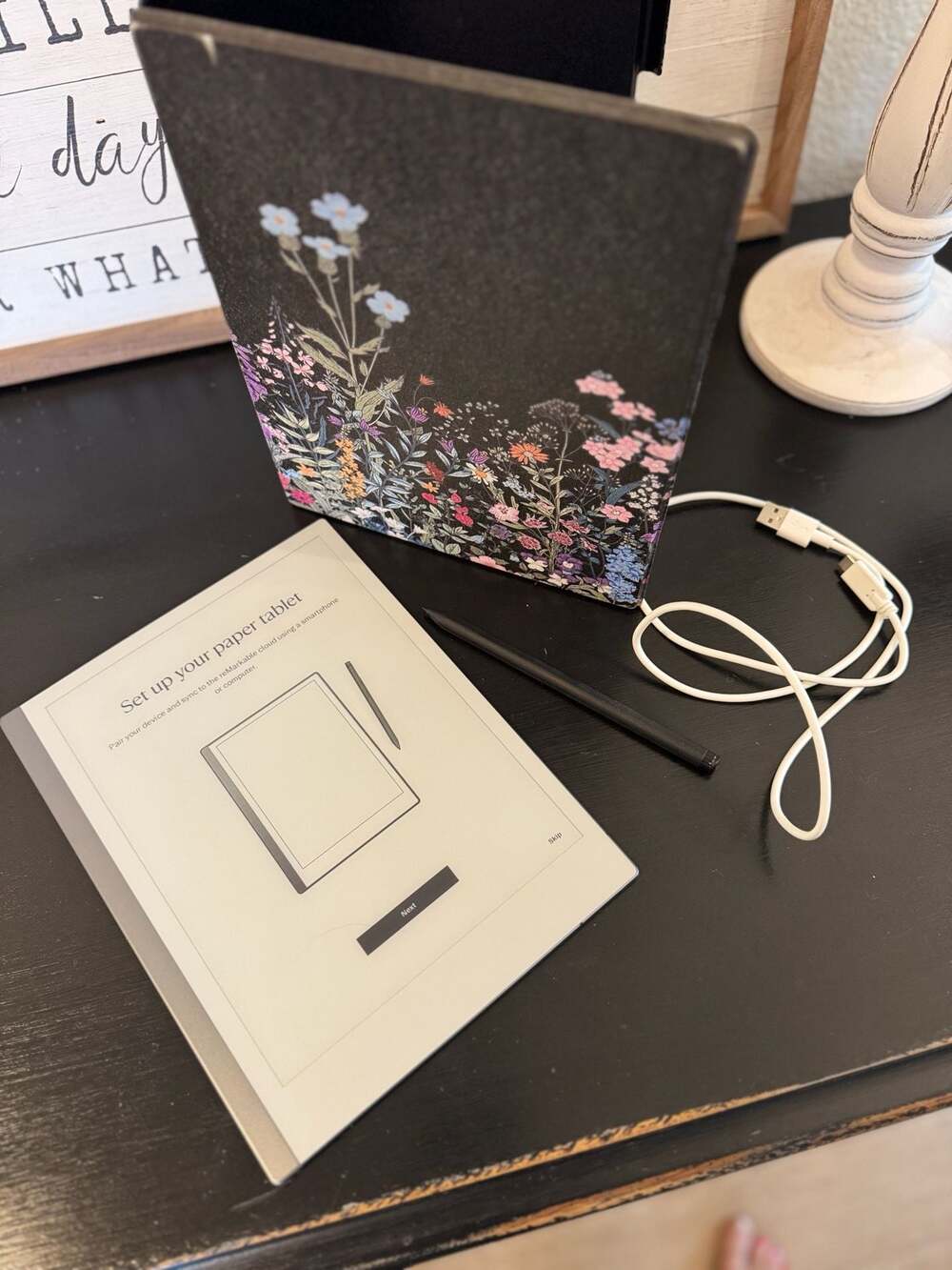 reMarkable 2 Paper Tablet with Stylus and Floral Folio Case